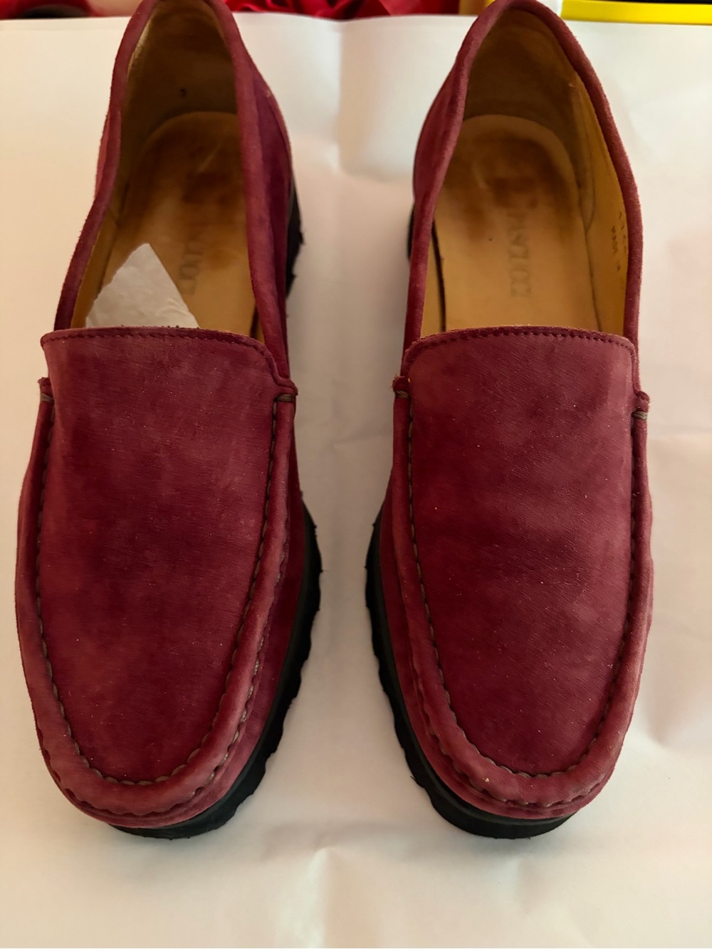 PASCUCCI Women’s Burgundy Suede Slip-On Loafers